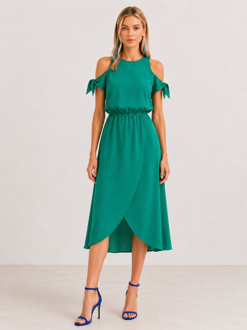 Banana Republic Green Cold Shoulder Tulip Skirt Dress - Never Worn
